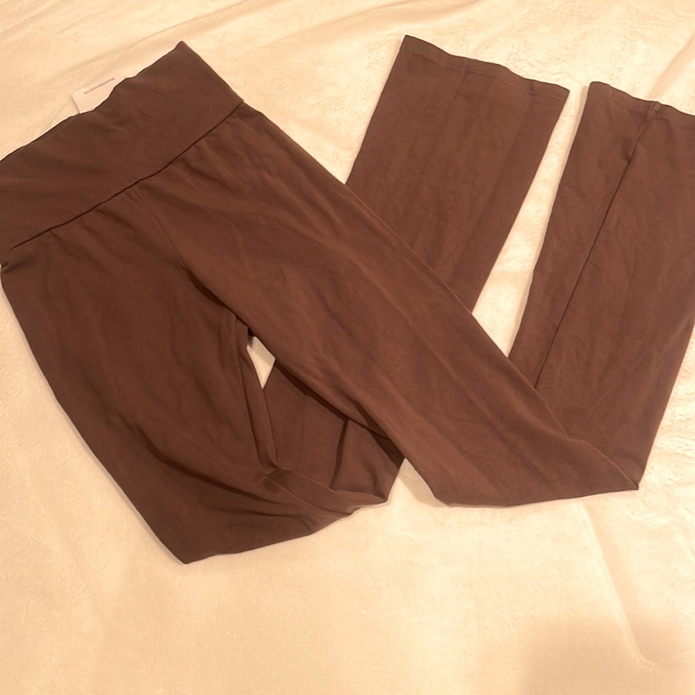 NWT Brandy Melville Brown Vintage Low or High waist Flare Leggings